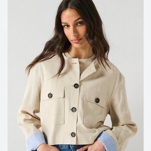 Zara Pampa Long Sleeve Linen Jacket - Cream